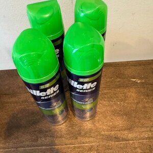 FOUR (4) 7oz (OUNCE) CANS OF GILLETTE SERIES SENSITIVE SHAVE GEL FOR MEN